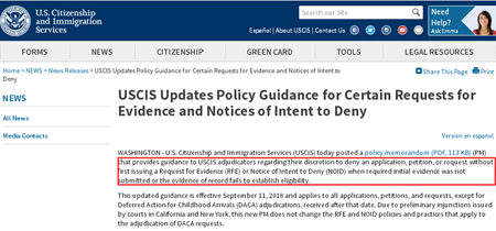 美國(guó)移民局官網(wǎng)截圖 移民美國(guó)